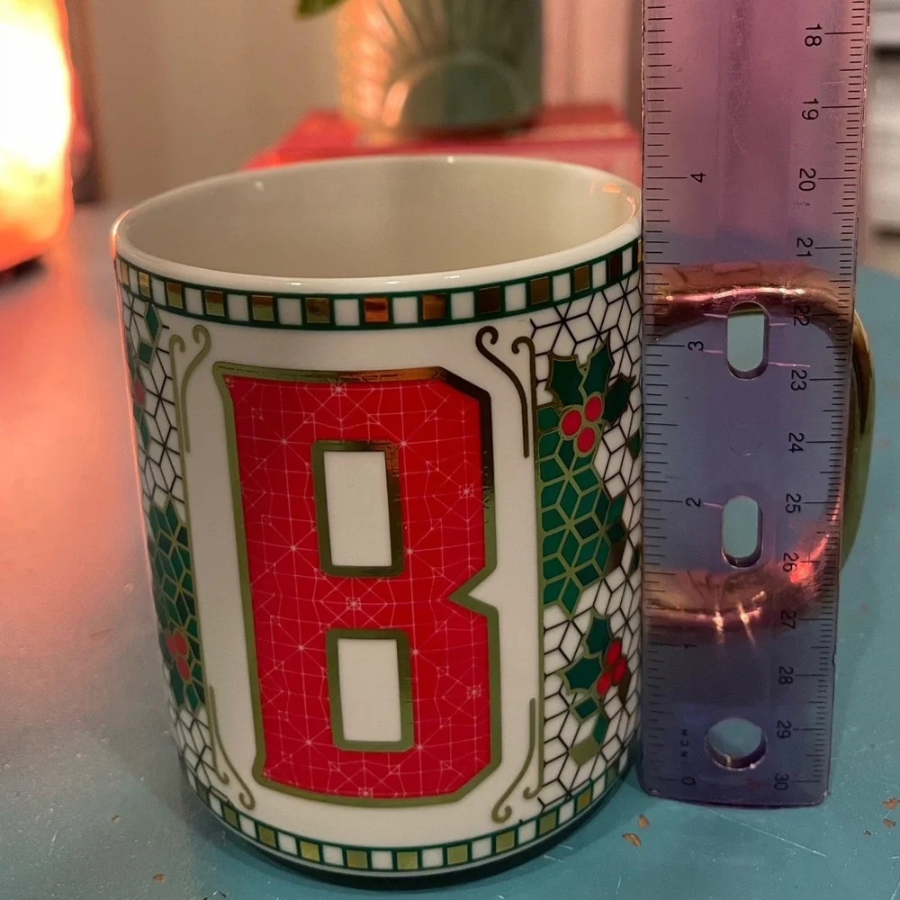 Monogram “B” Festive 14oz Creative Crate Mug–Anthropologie Bistro Tile Inspired